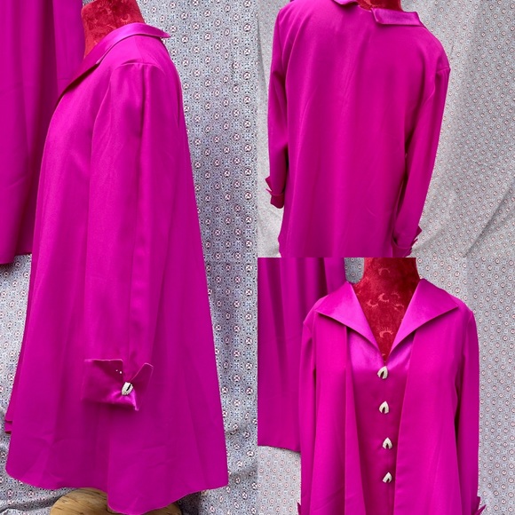 VTG PINK SATIN 3 Piece SUIT JACKET SKIRT & VEST RHINESTONES Dance Party - Picture 15 of 15